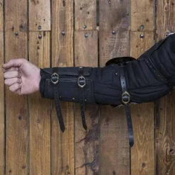 Epic Armoury 15. århundrede Stål-læder Armværn, Sort -Rustning Salgsbutik 15 arhundrede stal laeder armvaern sort 4