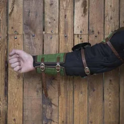 Epic Armoury 15. århundrede Stållæderarmbeskyttere, Grøn -Rustning Salgsbutik 15 arhundrede stallaederarmbeskyttere gron 3