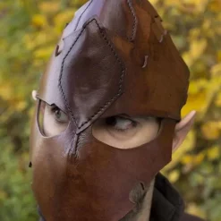Epic Armoury Assassin Hjelm, Brun Læder, LARP