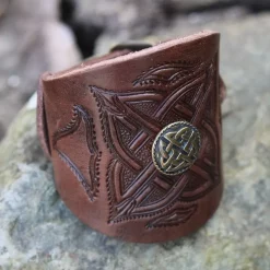 Celtic Læderarmbånd Med Spænder, Brun