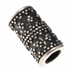 Cylindrisk Granuleret Viking Skæg Perle, Forsølvede