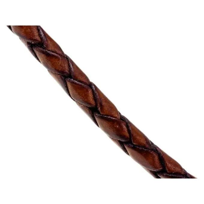 Flettet Lædersnor Brun 4 Mm X 1 M 2 Flettet Lædersnor Brun 4 Mm X 1 M - Billede 2