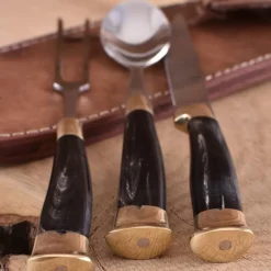 Horn Bestik Sæt Med Pose, Rustfrit Stål -Rustning Salgsbutik horn bestik saet med pose rustfrit stal 2