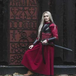 Epic Armoury Læder Armskinner Warrior, Sort-rød, Par -Rustning Salgsbutik laeder armskinner warrior sort rod par 2