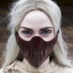 Epic Armoury Læder Mempo Halvmaske, Rød