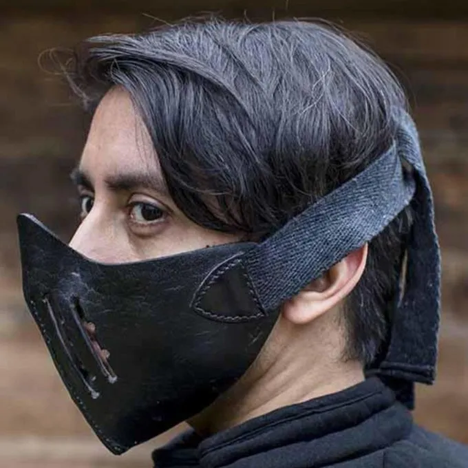 Epic Armoury Læder Mempo Halvmaske, Sort 2 Epic Armoury Læder Mempo Halvmaske, Sort - Billede 2