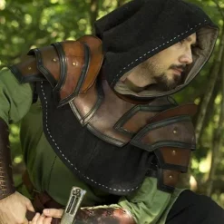 Epic Armoury Læder Skulder & Nakke Rustning, Brun-sort -Rustning Salgsbutik laeder skulder nakke rustning brun sort 2