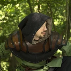 Epic Armoury Læder Skulder & Nakke Rustning, Brun-sort -Rustning Salgsbutik laeder skulder nakke rustning brun sort 3