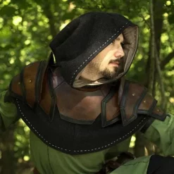 Epic Armoury Læder Skulder & Nakke Rustning, Brun-sort -Rustning Salgsbutik laeder skulder nakke rustning brun sort 4