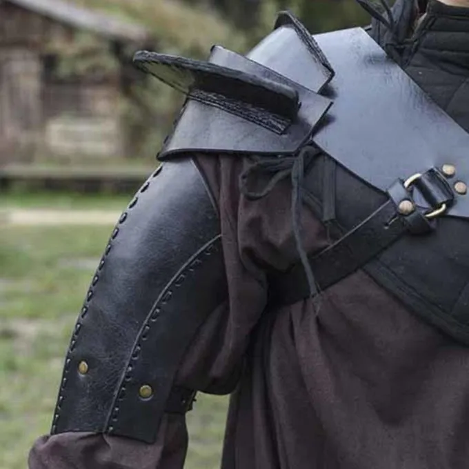 Epic Armoury Læder Skulder Rustning, Sort 2 Epic Armoury Læder Skulder Rustning, Sort - Billede 2