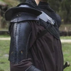 Epic Armoury Læder Skulder Rustning, Sort