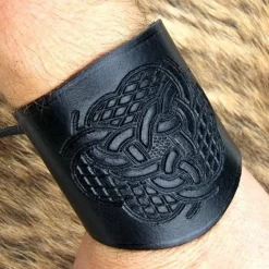 Læder Vambrace Celtic Motiv S, Sort