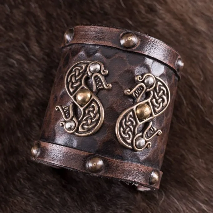 Deepeeka Læder Viking Armbånd Med Drager 2 Deepeeka Læder Viking Armbånd Med Drager - Billede 2