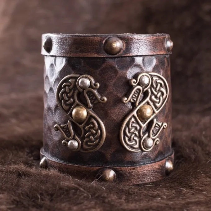Deepeeka Læder Viking Armbånd Med Drager 4 Deepeeka Læder Viking Armbånd Med Drager - Billede 4