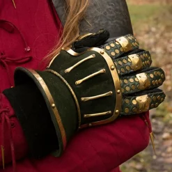 Epic Armoury Luksuriøse Timeglas Handsker, Grøn-guld