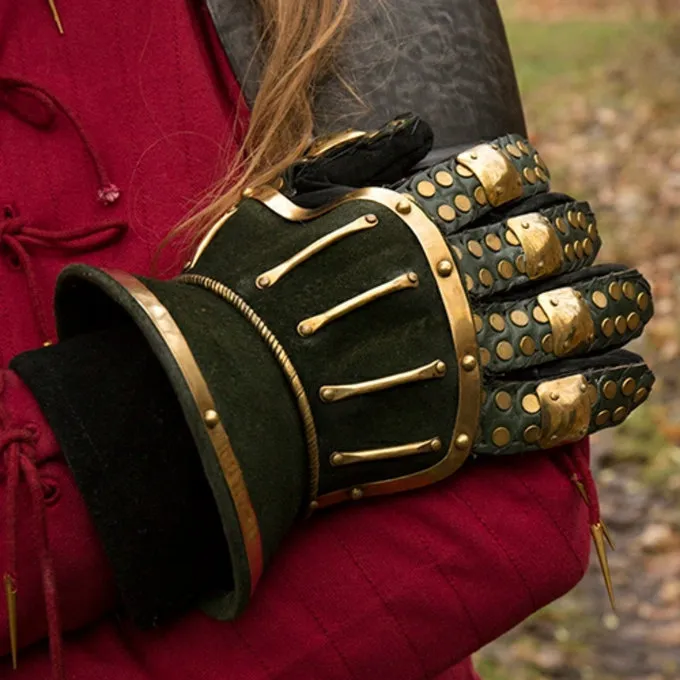 Epic Armoury Luksuriøse Timeglas Handsker, Grøn-guld 1 Epic Armoury Luksuriøse Timeglas Handsker, Grøn-guld