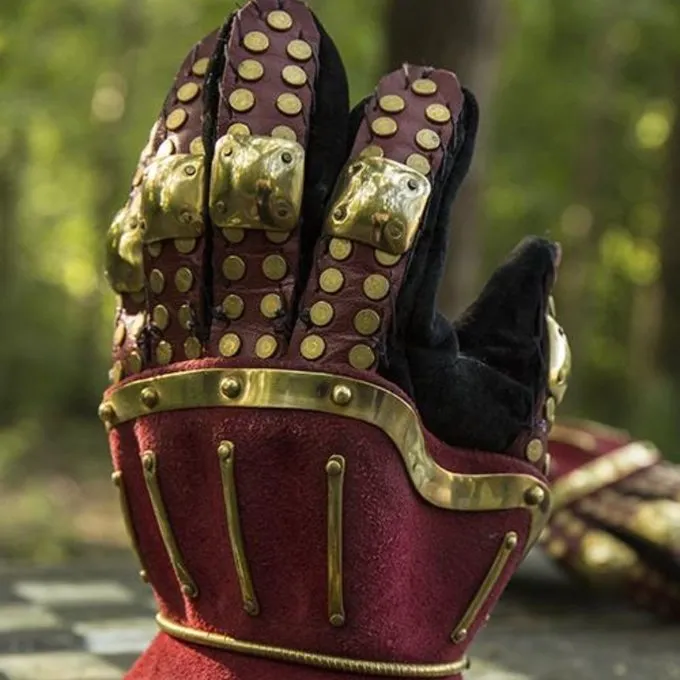 Epic Armoury Luksuriøse Timeglas Handsker, Rød-guld 3 Epic Armoury Luksuriøse Timeglas Handsker, Rød-guld - Billede 3