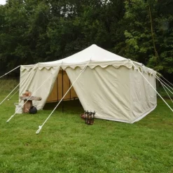 Middelaldertelt Herold 6 X 6 M, Naturlig -Rustning Salgsbutik middelaldertelt herold 6 x 6 m naturlig 2