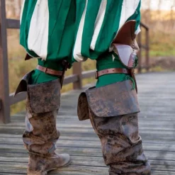 Epic Armoury Par Læder Poleyns, Brun-grøn -Rustning Salgsbutik par laeder poleyns brun gron 2