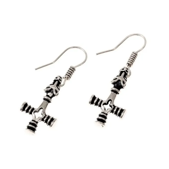 Øreringe Islandske Thors Hammer, Forsølvede 1 Øreringe Islandske Thors Hammer, Forsølvede