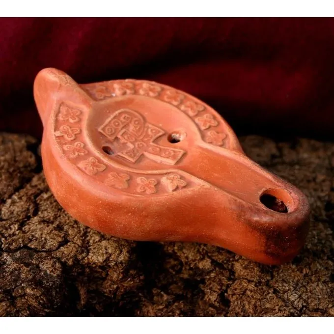 Romersk Olielampe Med Chi-Rho Kors 1 Romersk Olielampe Med Chi-Rho Kors