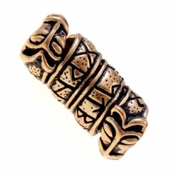 Skæg Perle Med Runes Og Ulv Hoveder, Bronze