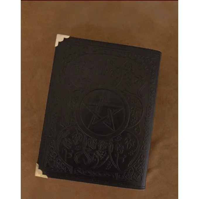Sort Læder Bog Med Pentagram 1 Sort Læder Bog Med Pentagram