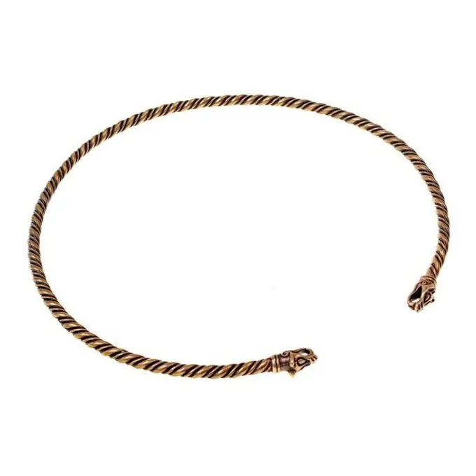 Viking Drejningsmoment Med Ulv Hoveder, Bronze 1 Viking Drejningsmoment Med Ulv Hoveder, Bronze