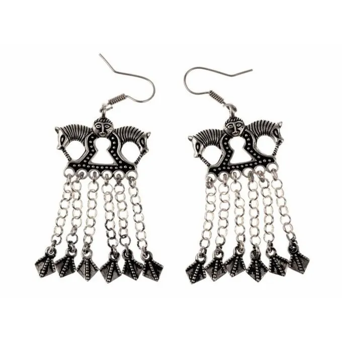 Viking øreringe Med Heste, Forsølvede 1 Viking øreringe Med Heste, Forsølvede