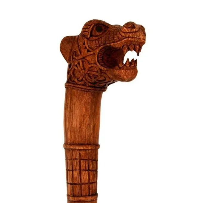 Wooden Stok Med Oseberg Dragon Hoved 1 Wooden Stok Med Oseberg Dragon Hoved
